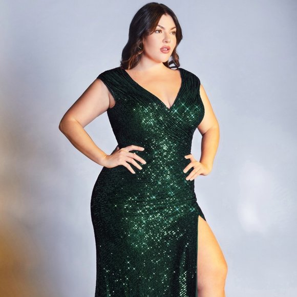 NEW LONG MERMAID SEQUIN EMBROIDERED DRESS WITH ZIPPER BACK AND SIDE SLIT CH198